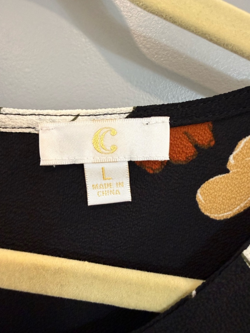 Charming Charlie Black Floral Long Sleeve Dress with Rust and Mustard Accents - Picture 2 of 6
